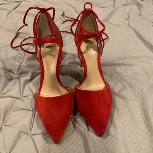 Women’s Vince Camuto Red Strappy Suede Heels